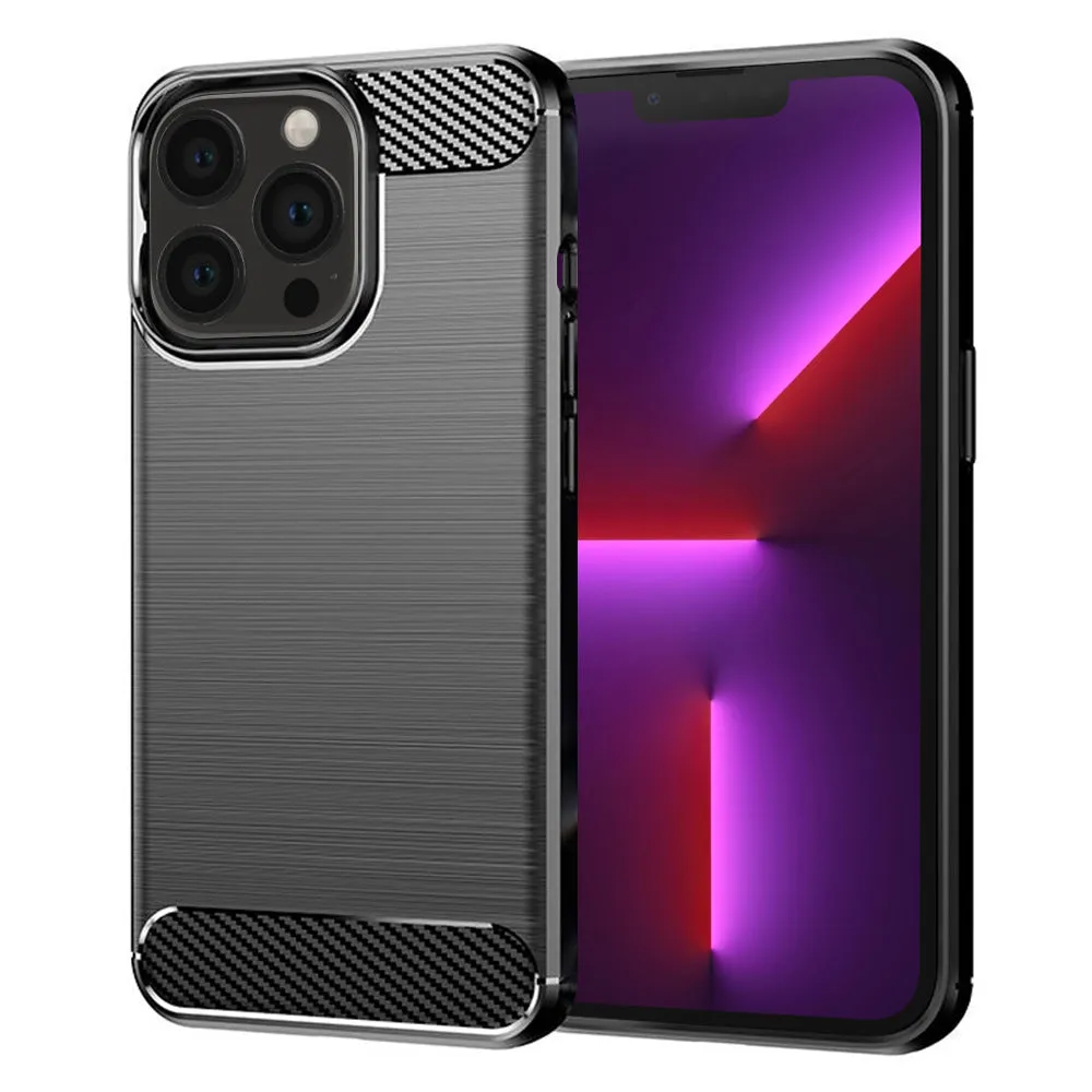 Custodia per Apple iPhone 13 Pro, Techsuit, Carbonio, Nera - immagine 1