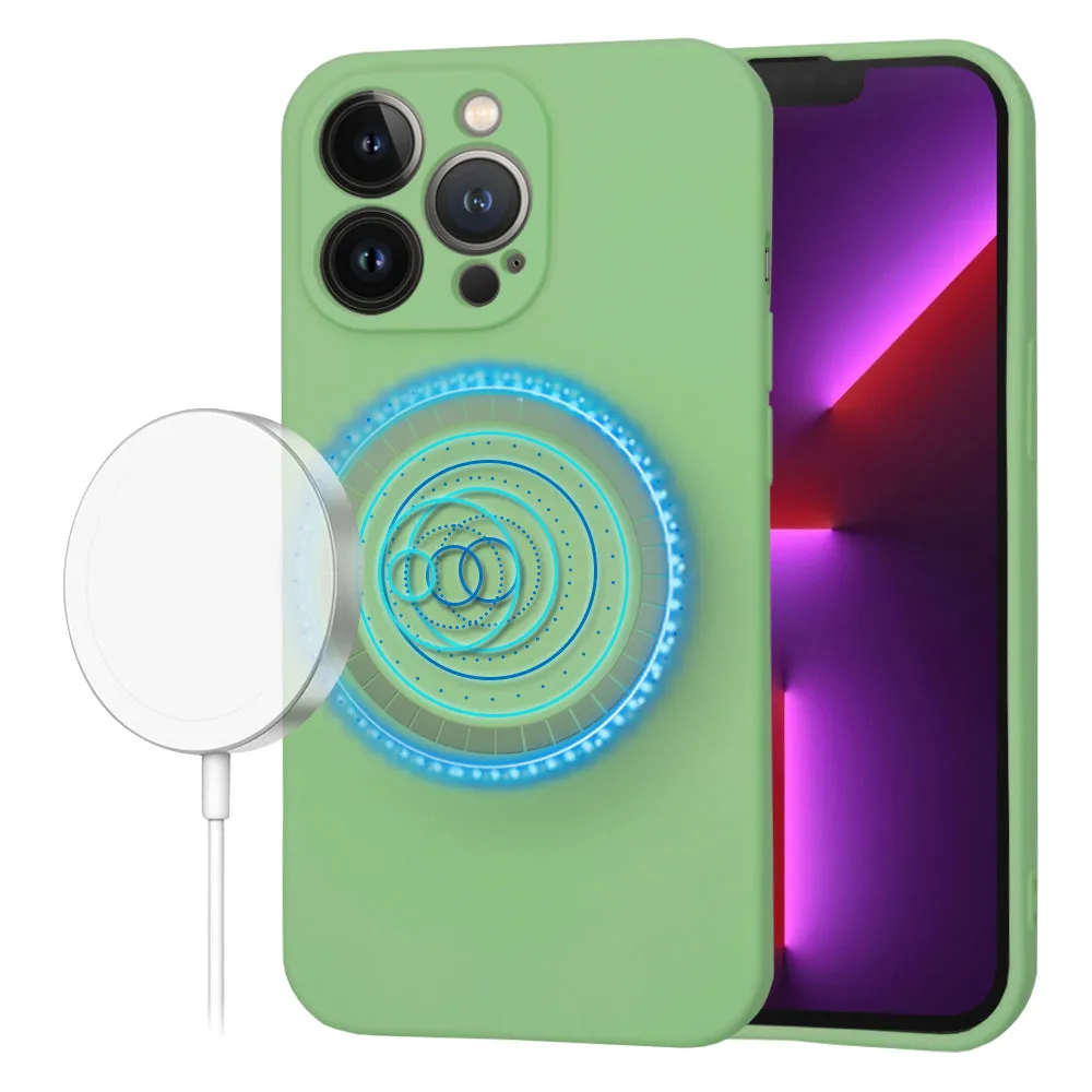 Custodia MagSafe per Apple iPhone 13 Pro, Techsuit, SoftFlex, Verde Chiaro - immagine 1