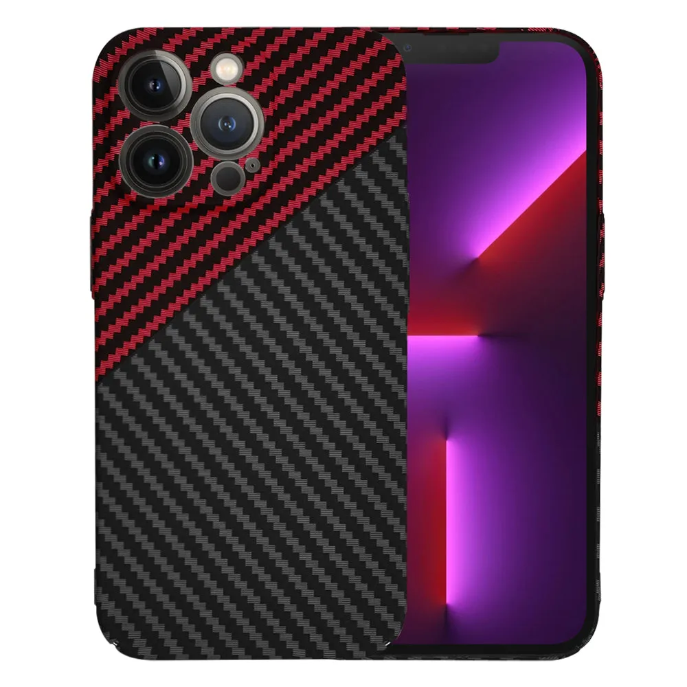 Custodia per Apple iPhone 13 Pro, Techsuit, Carbonite FiberShell, Nero Rosso - immagine 1