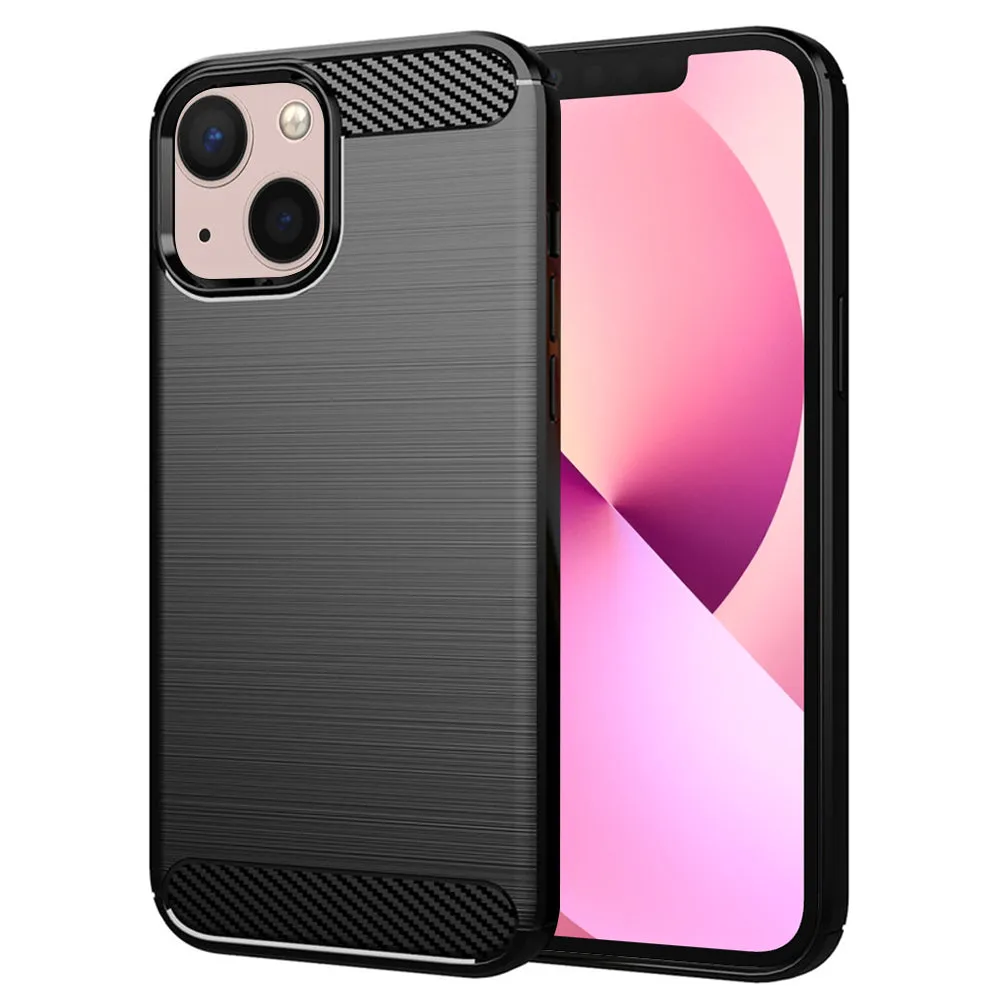Custodia per Apple iPhone 13, Techsuit, Carbonio, Nera - immagine 1