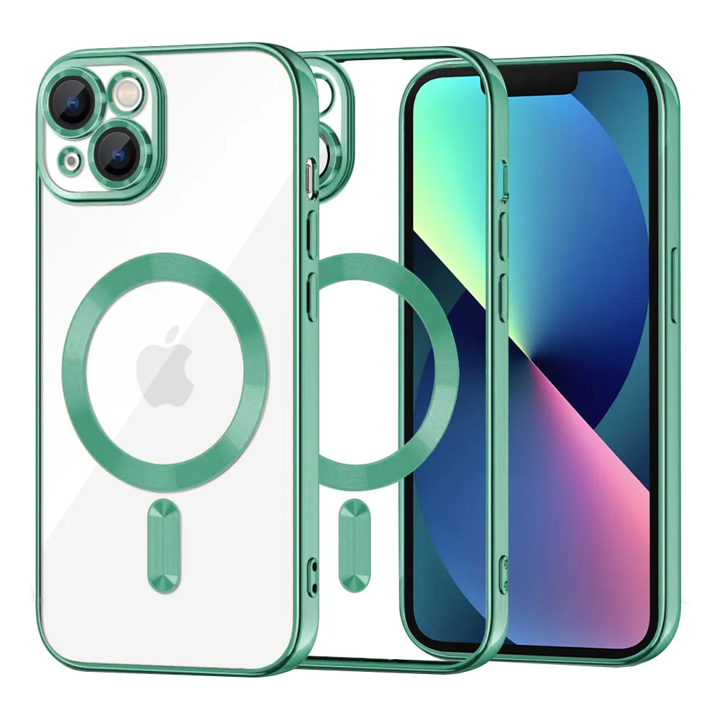 Custodia MagSafe per Apple iPhone 13, Techsuit, Luxury Crystal, Verde Chiaro - immagine 1