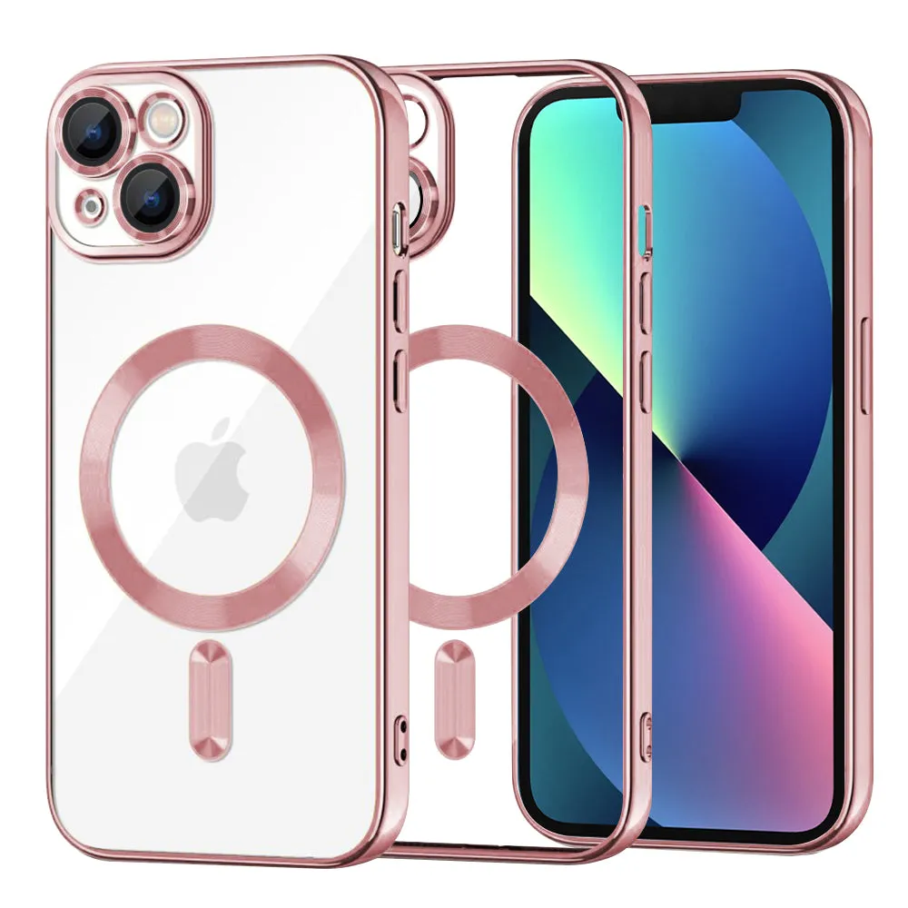 Custodia MagSafe per Apple iPhone 13, Techsuit, Luxury Crystal, Rosa - immagine 1