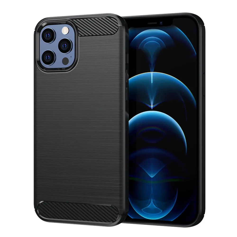 Custodia per Apple iPhone 12 Pro Max, Techsuit, Carbonio, Nera - immagine 1