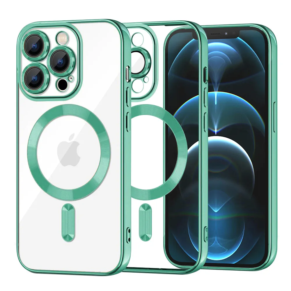 Custodia MagSafe per Apple iPhone 12 Pro Max, Techsuit, Luxury Crystal, Verde Chiaro - immagine 1