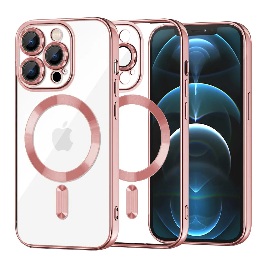 Custodia MagSafe per Apple iPhone 12 Pro Max, Techsuit, Luxury Crystal, Rosa - immagine 1