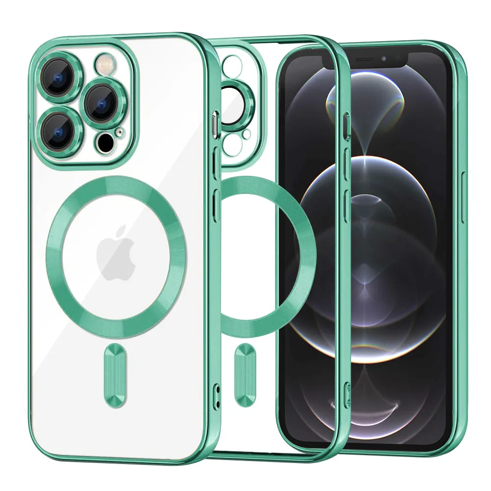 Custodia MagSafe per Apple iPhone 12 Pro, Techsuit, Luxury Crystal, Verde Chiaro - immagine 1
