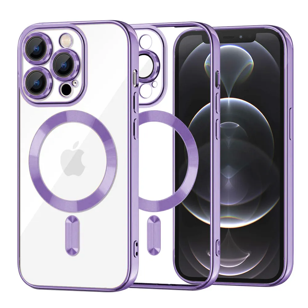Custodia MagSafe per Apple iPhone 12 Pro, Techsuit, Luxury Crystal, Viola Chiaro - immagine 1