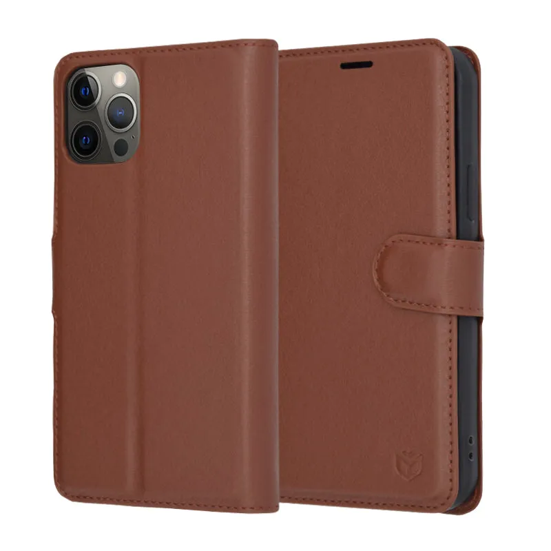 Custodia per Apple iPhone 12 Pro, Techsuit, Leather Folio, Marrone - immagine 1