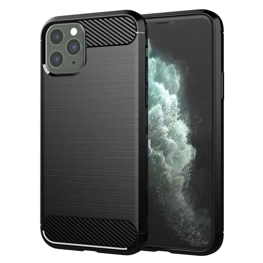 Custodia per Apple iPhone 11 Pro Max, Techsuit, Carbonio, Nera - immagine 1