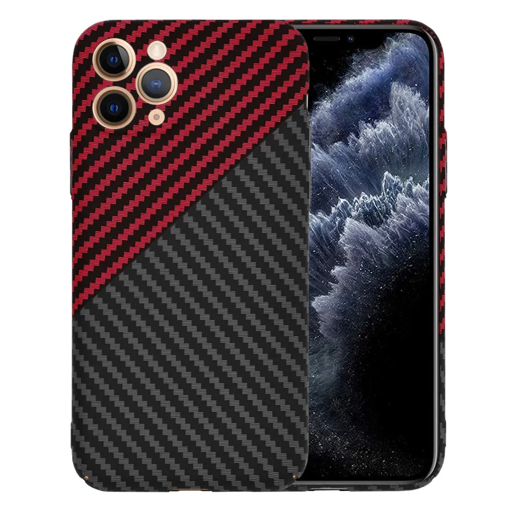 Custodia per Apple iPhone 11 Pro, Techsuit, Carbonite FiberShell, Nero Rosso - immagine 1