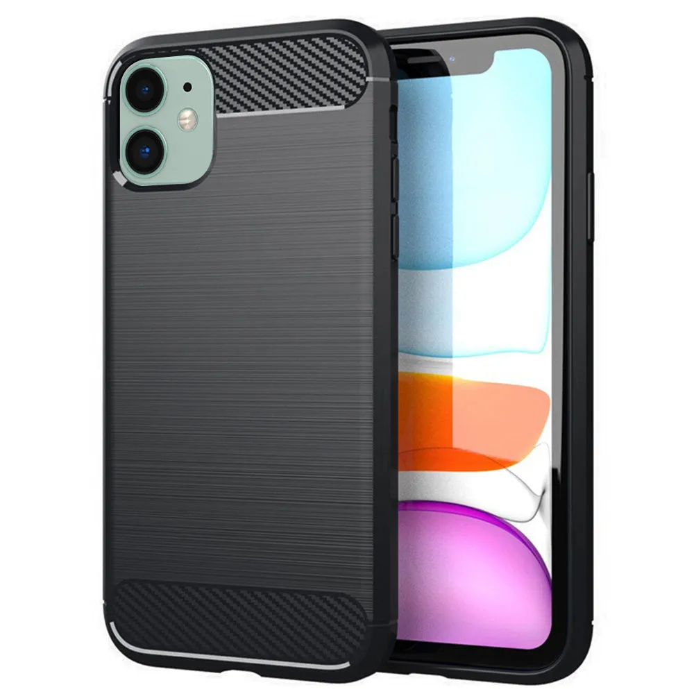 Custodia per Apple iPhone 11, Techsuit, Carbonio, Nera - immagine 1