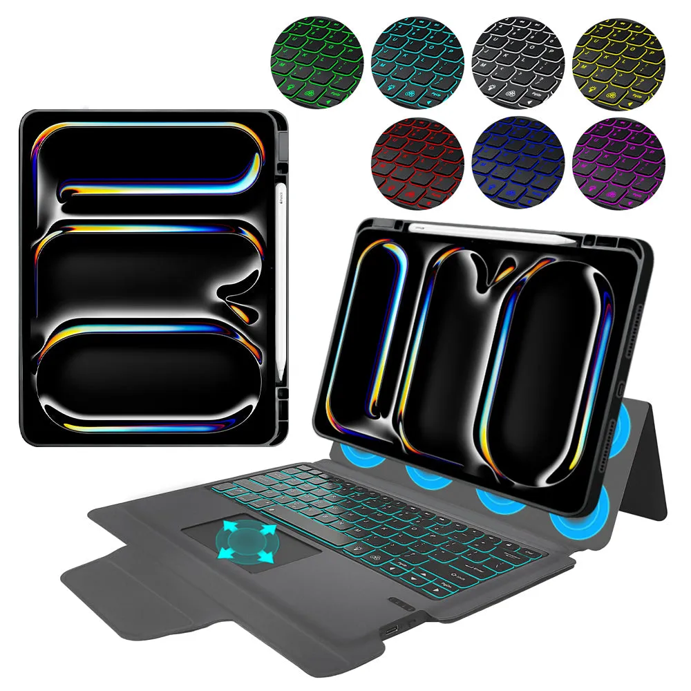 Custodia con Tastiera per Apple iPad Pro 13 (2024), Techsuit, KeyTab Pro, Nera - immagine 1