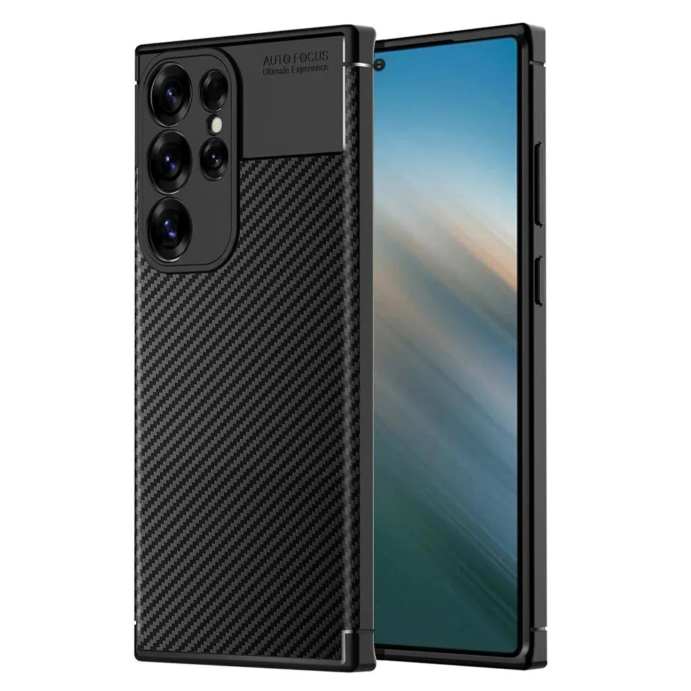 Custodia per Samsung Galaxy S25 Ultra S938, Techsuit, CarbonFiber, Nera - immagine 1