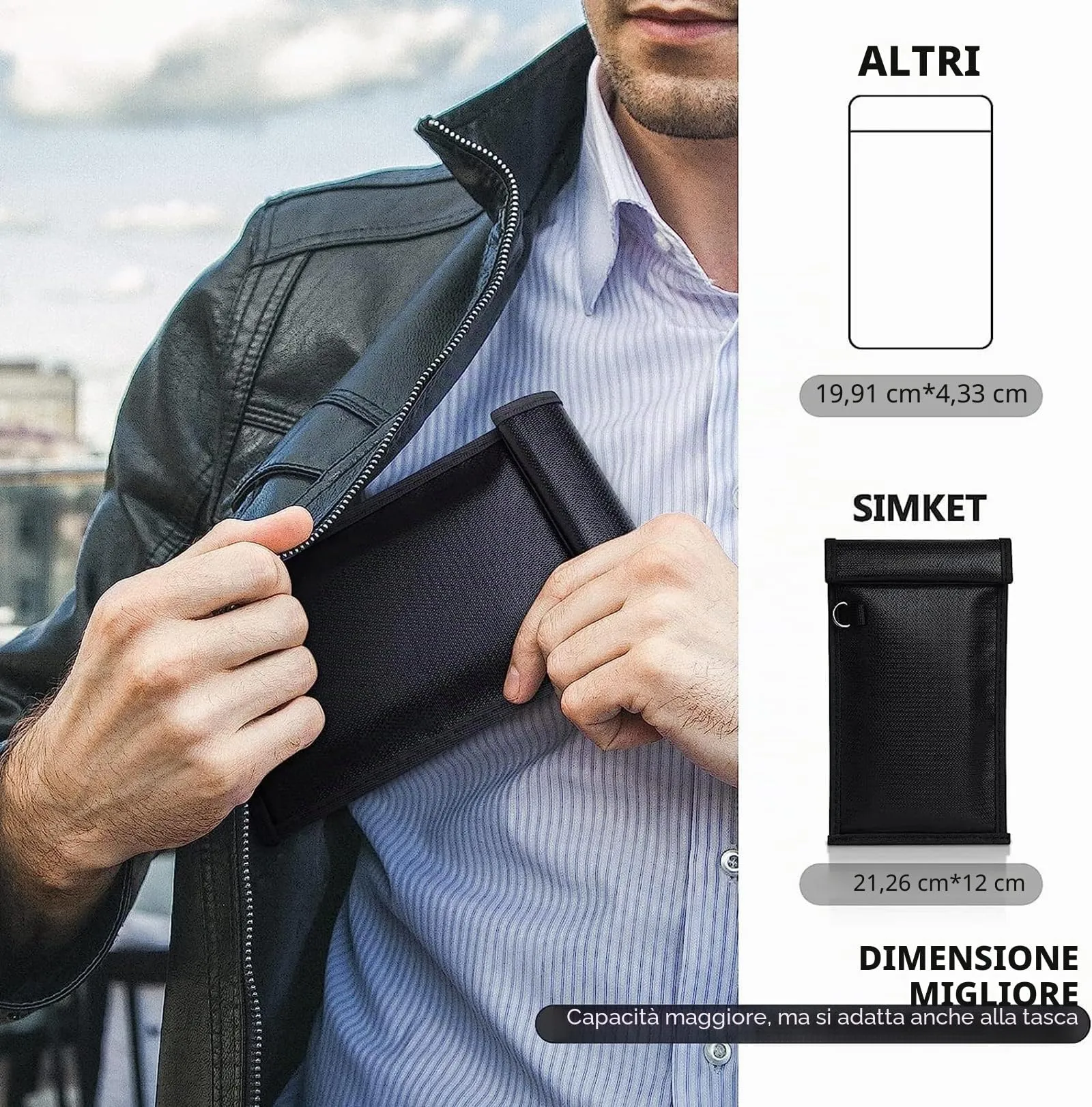 ELLENNE Borsa Faraday Schermata RFID, GPS,WiFi, 5G Smartphone Ignifuga NS - immagine 9
