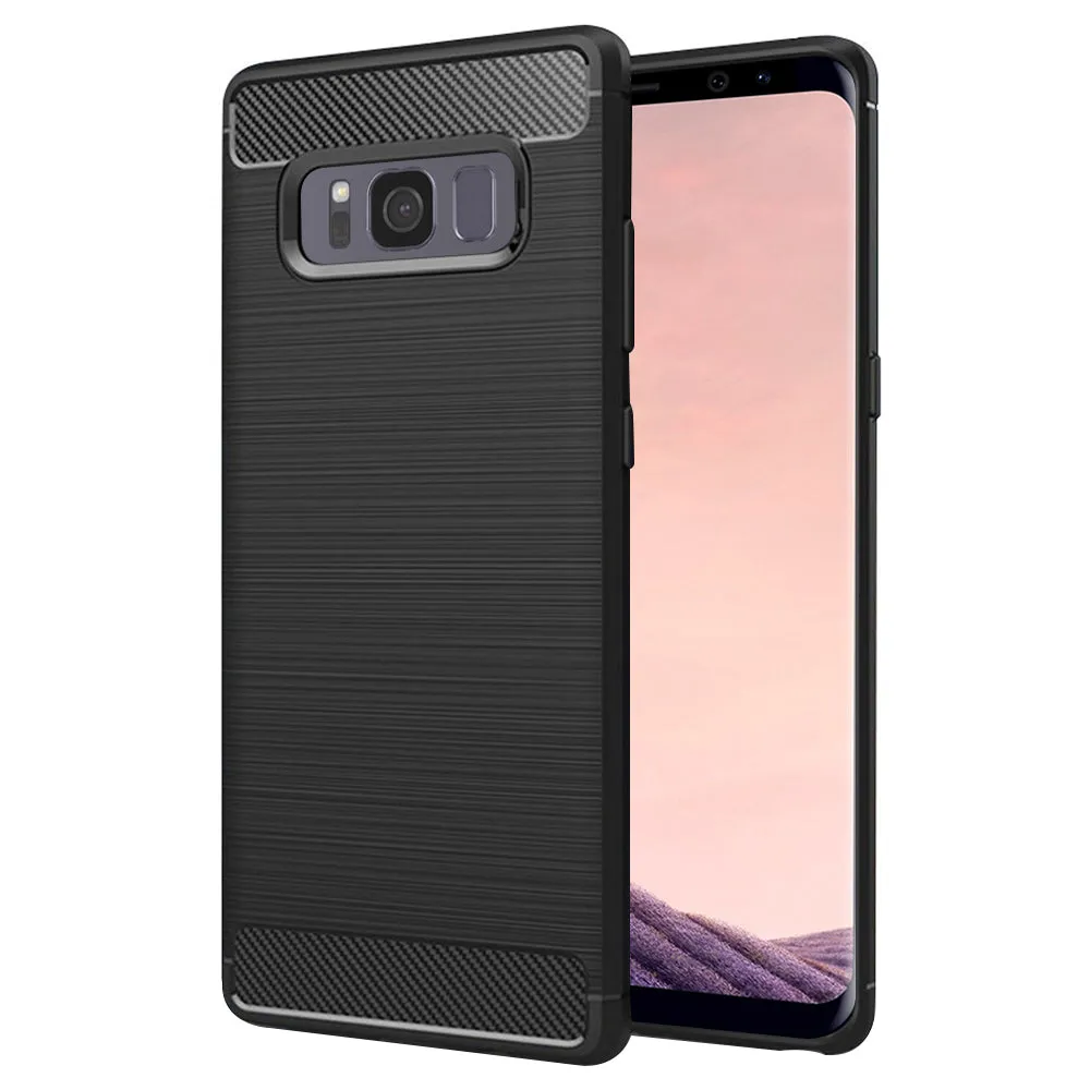 Custodia per Samsung Galaxy S8+ G955, Techsuit, Carbonio, Nera - immagine 1