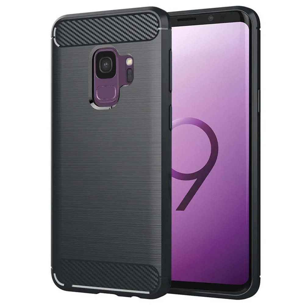 Custodia per Samsung Galaxy S9 G960, Techsuit, Carbonio, Nera - immagine 1