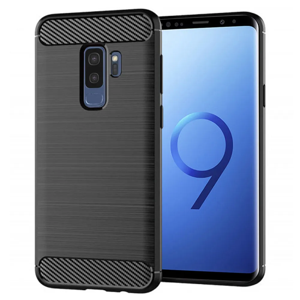 Custodia per Samsung Galaxy S9+ G965, Techsuit, Carbonio, Nera - immagine 1