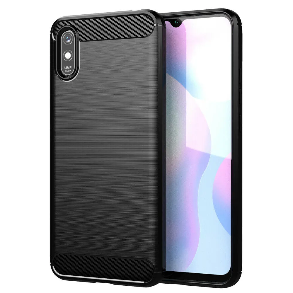 Custodia per Xiaomi Redmi 9AT / 9A, Techsuit, Carbonio, Nera - immagine 1