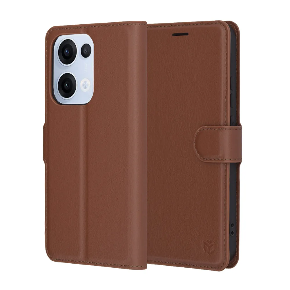 Custodia per Oppo Reno13, Techsuit, Leather Folio, Marrone - immagine 1