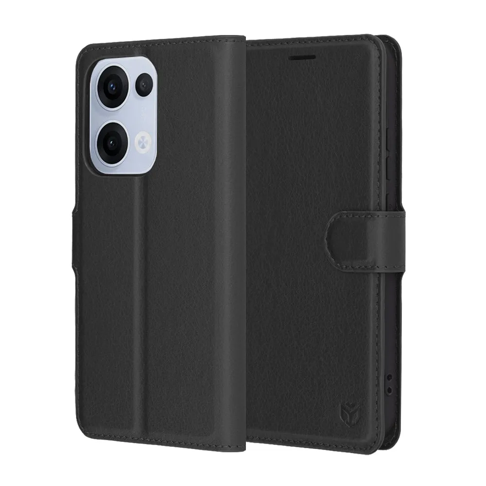 Custodia per Oppo Reno13, Techsuit, Leather Folio, Nera - immagine 1
