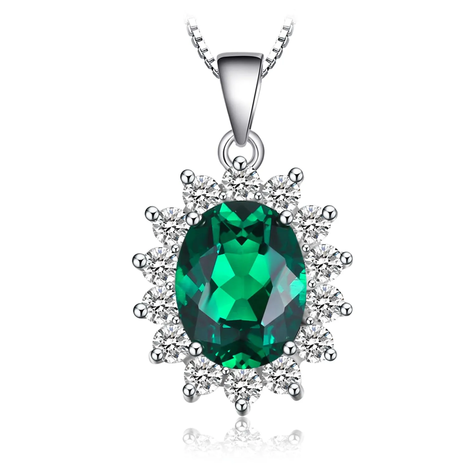 JewelryPalace Principessa Diana William Kate Middleton's 2.5ct placcato oro bianco 14K con Simulato Smeraldo Verde Pendente Collana 45cm - immagine 1
