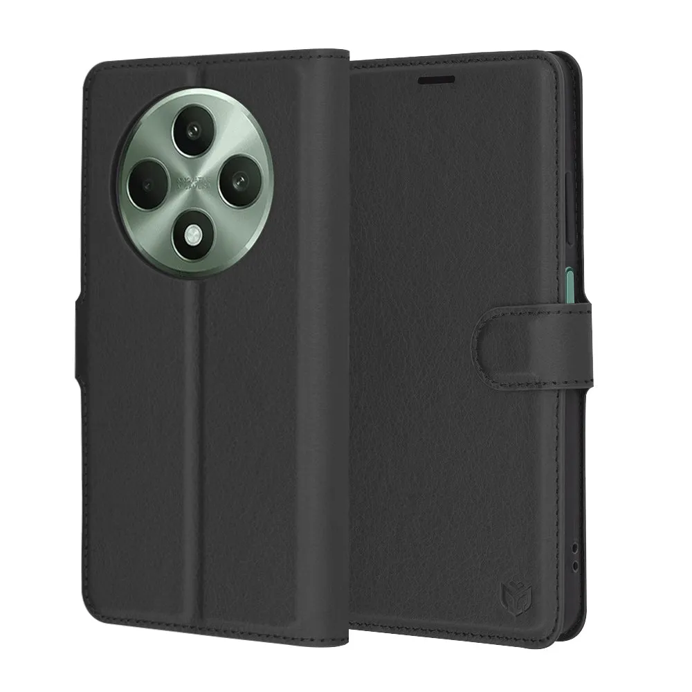 Custodia per Oppo Reno12 FS 5G / Reno12 FS 4G / Reno12 F 4G / Reno12 F, Techsuit, Leather Folio, Nera - immagine 1