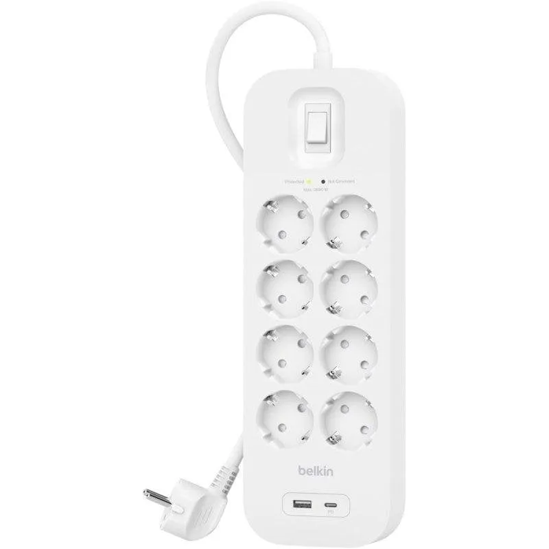 Multipresa Belkin SRB003VF2M 8 prese con protezione 2 USB-C/A LED cavo 2 m - immagine 1