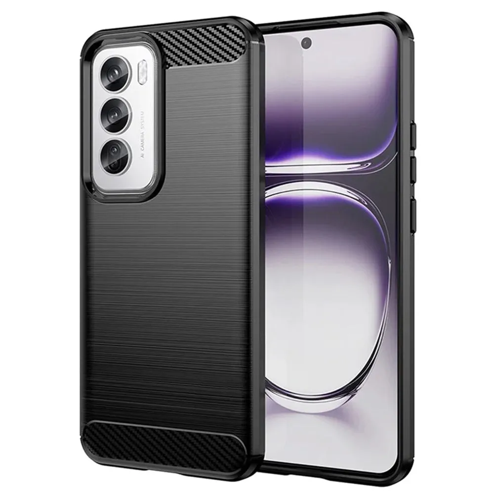 Custodia per Oppo Reno12, Techsuit, Carbonio, Nera - immagine 1