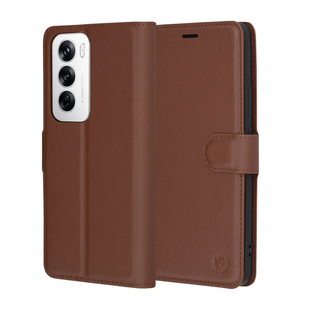 Custodia per Oppo Reno12, Techsuit, Leather Folio, Marrone - immagine 1