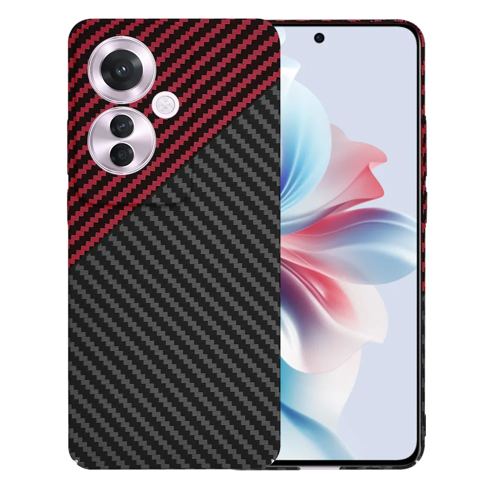 Custodia per Oppo Reno11 F, Techsuit, Carbonite FiberShell, Nero Rosso - immagine 1