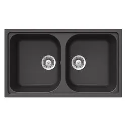 Lavello 2 vasche (86x50cm) LITHOS Nero assoluto Ruvido opaco LITN200A13N - immagine 1
