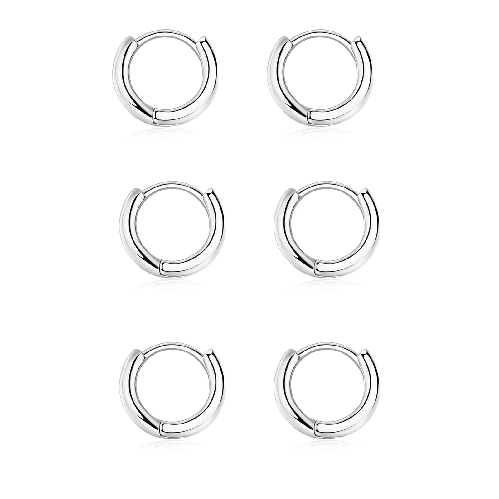 3 Paia Orecchini Cerchio Argento 925 per Donna, Orecchini Cerchio Piccoli Set Orecchini Donna Argento Orecchini Bambina Anallergici 8mm - immagine 1