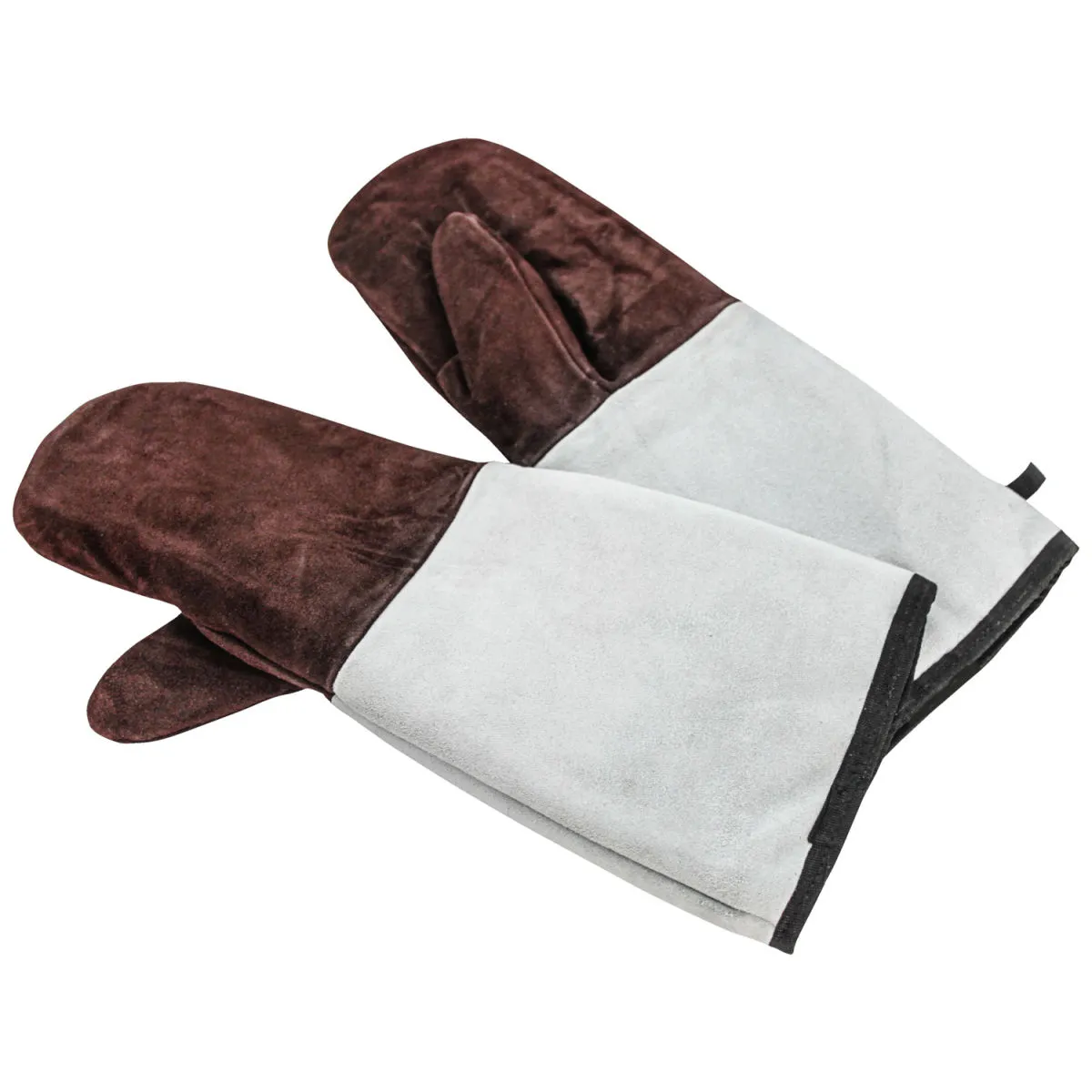 Schneider Guanti da forno in pelle; 45x14 cm (LxL); marrone/grigio - immagine 1