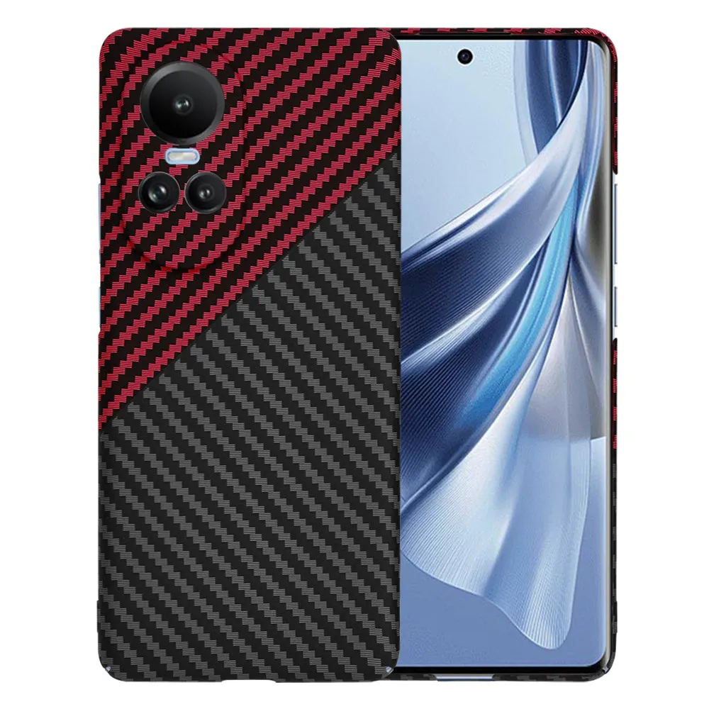 Custodia per Oppo Reno10 / Reno10 Pro, Techsuit, Carbonite FiberShell, Nero Rosso - immagine 1