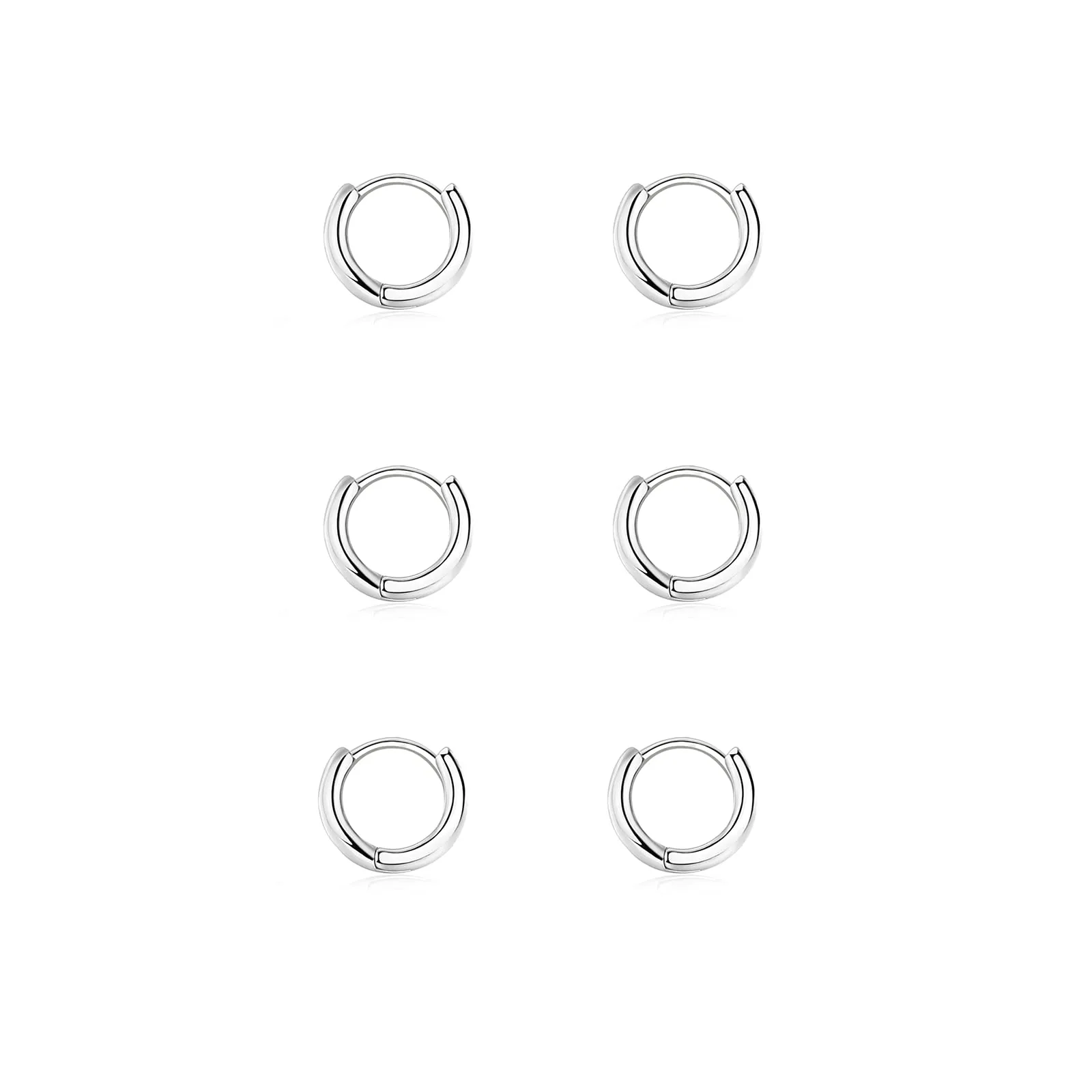 3 Paia Orecchini Cerchio Argento 925 per Donna, Orecchini Cerchio Piccoli Set Orecchini Donna Argento Orecchini Bambina Anallergici 6mm - immagine 1