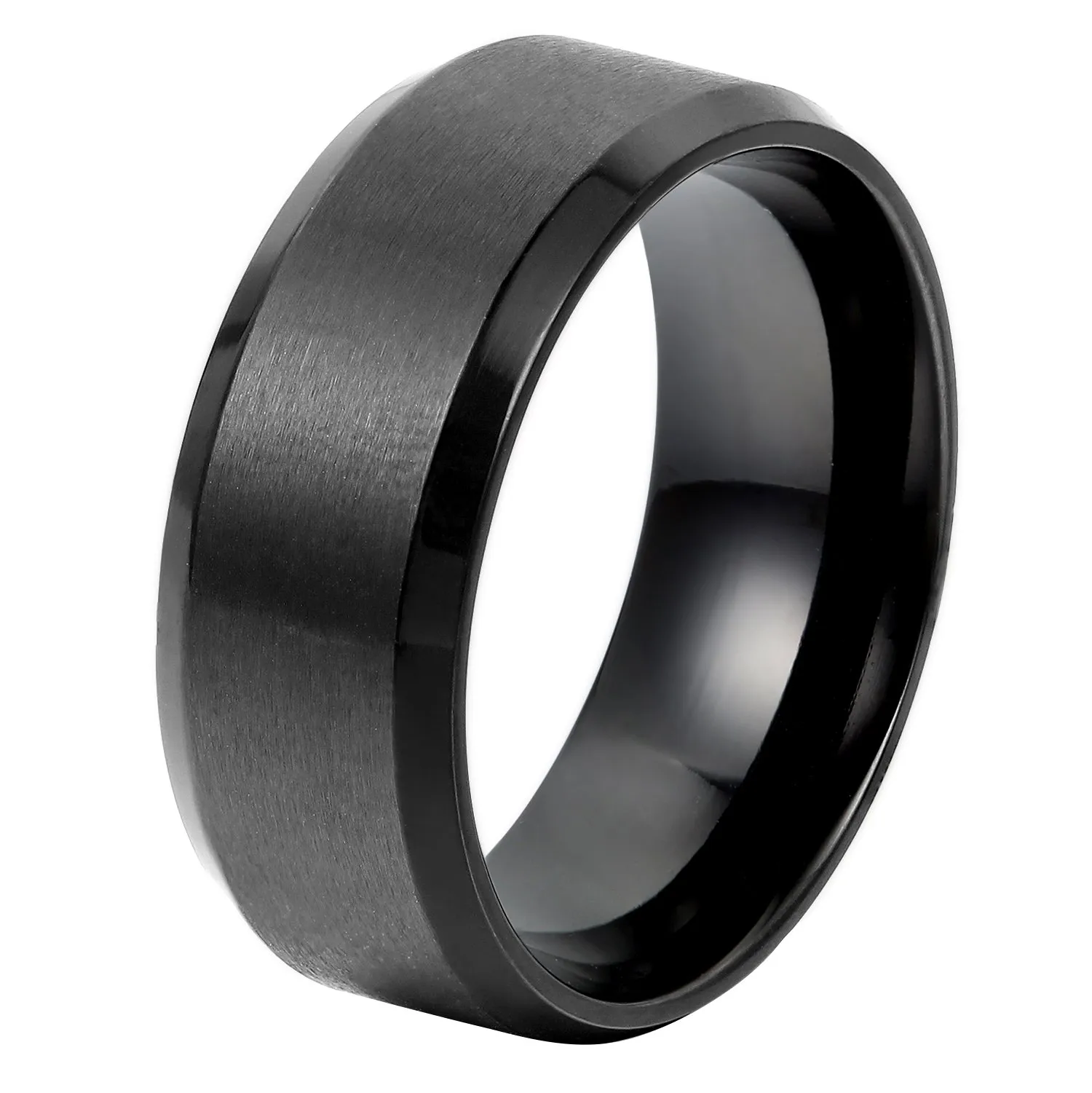 OIDEA 8mm Anello Nero in Acciaio Inossidabile da Uomo Donna - immagine 1