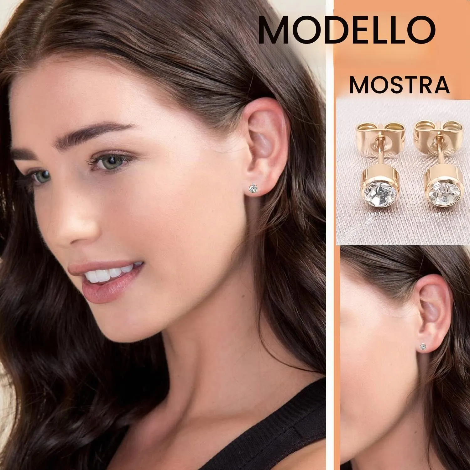 Artskin 3 paia di orecchini a perno da donna in titanio da ragazza Orecchini ipoallergenici senza nichel in oro rosa da 4 mm - immagine 5