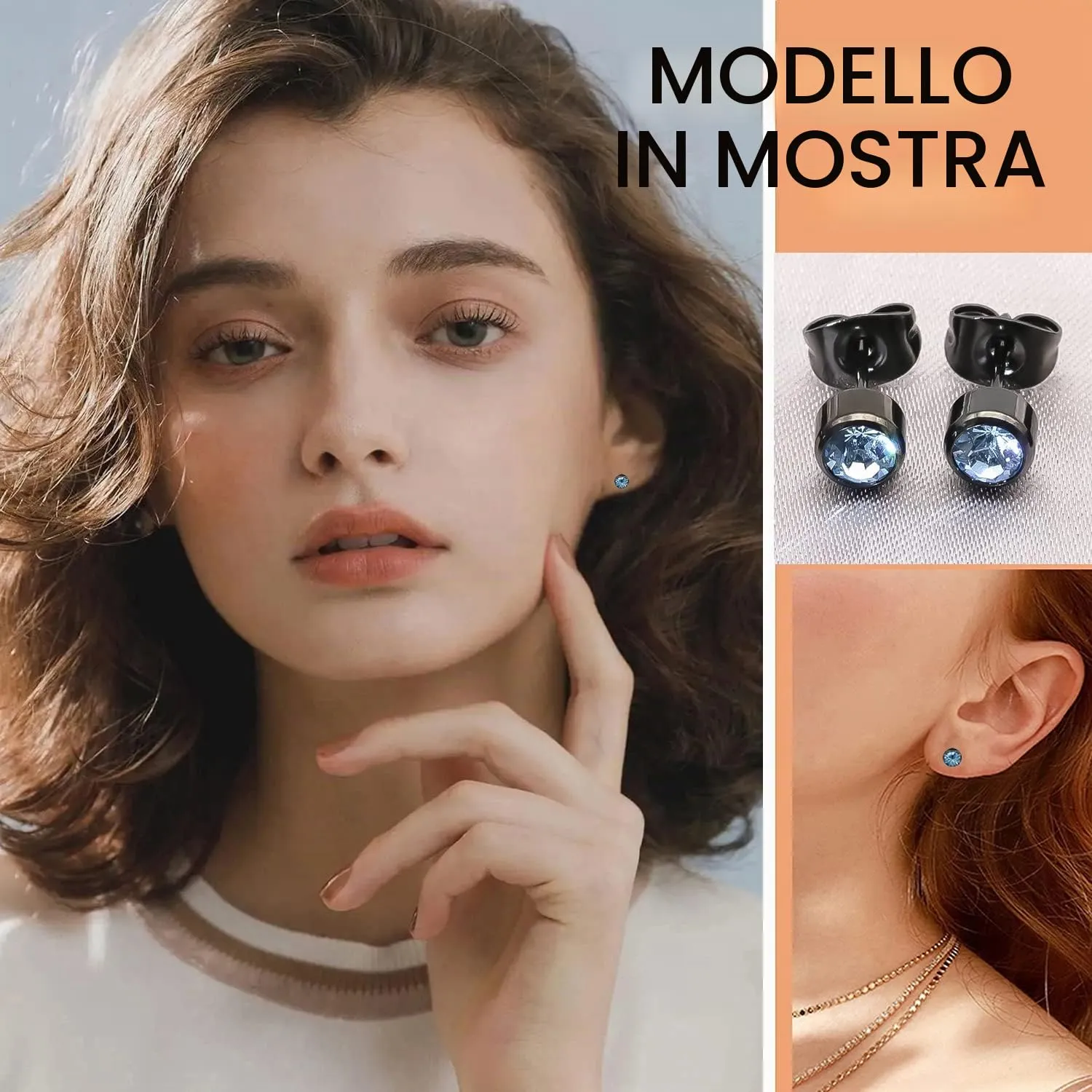 Artskin Orecchini da Donna in Titanio, 5mm, Nero, Ipoallergenici - immagine 7