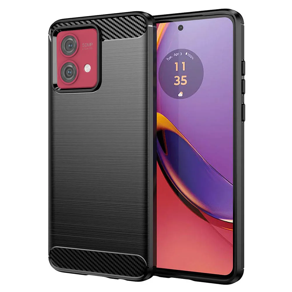 Custodia per Motorola Moto G84, Techsuit, Carbonio, Nera - immagine 1