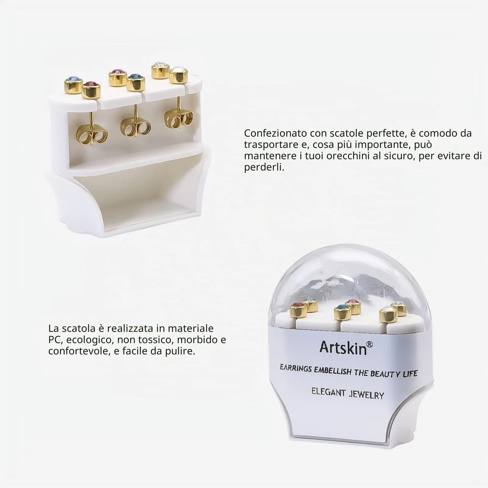 Artskin 3 paia di orecchini da donna orecchini in titanio ragazza ipoallergenici orecchini senza nichel orecchini d'oro 5mm - immagine 3
