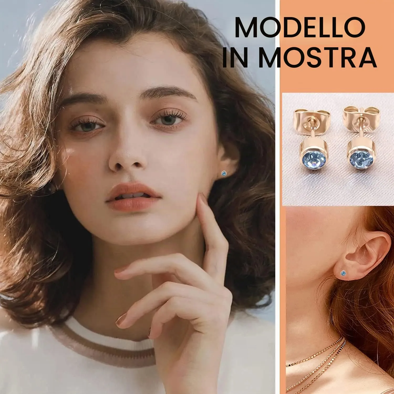 Artskin 3 paia di orecchini a perno da donna in titanio da ragazza Orecchini ipoallergenici senza nichel in oro rosa da 5 mm - immagine 6