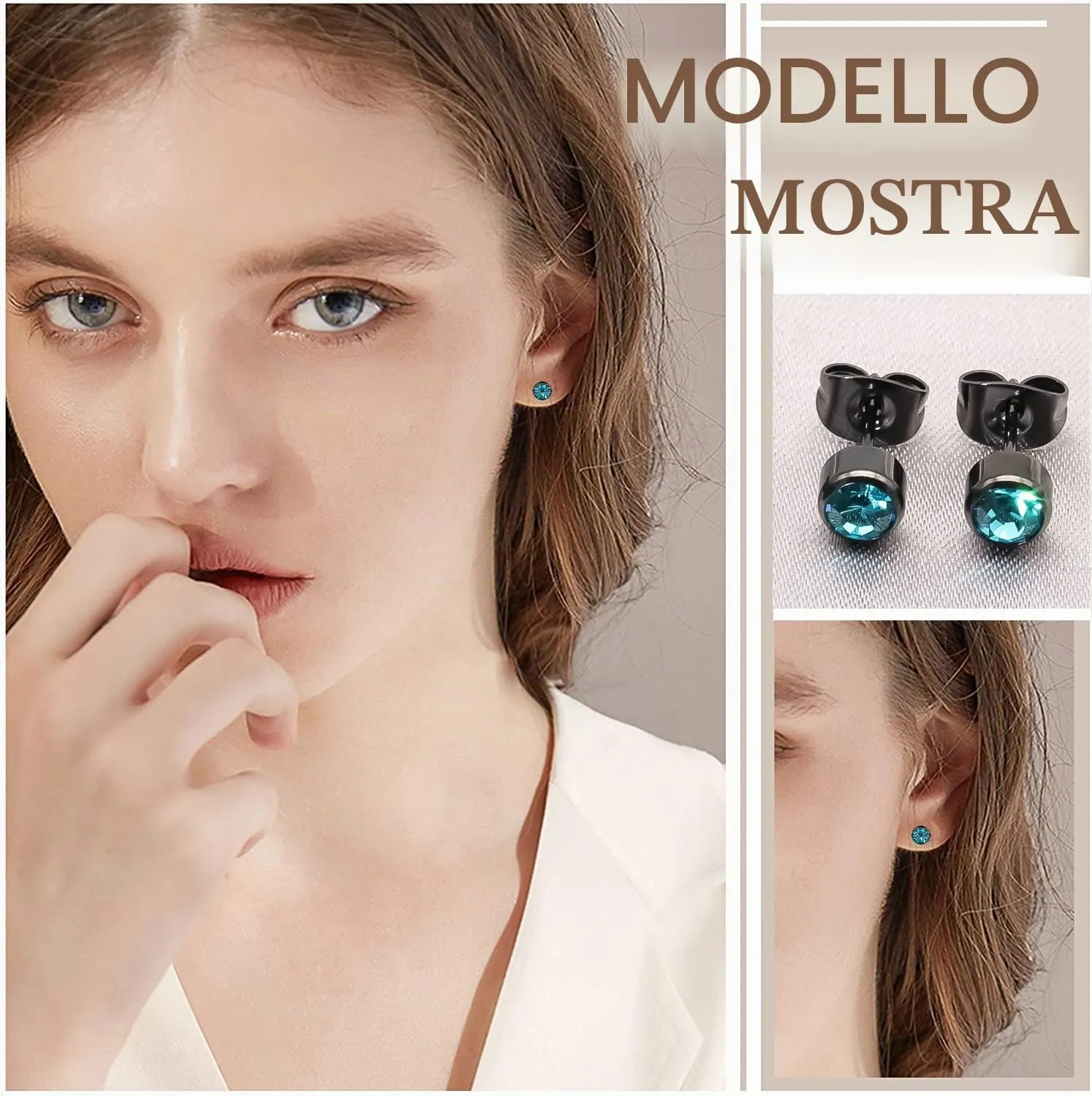 Artskin Orecchini da Donna in Titanio, 5mm, Nero, Ipoallergenici - immagine 7