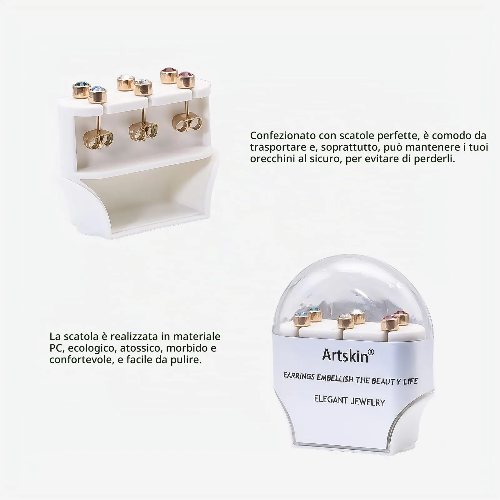 Artskin 3 paia di orecchini a perno da donna in titanio da ragazza Orecchini ipoallergenici senza nichel in oro rosa da 4 mm - immagine 3