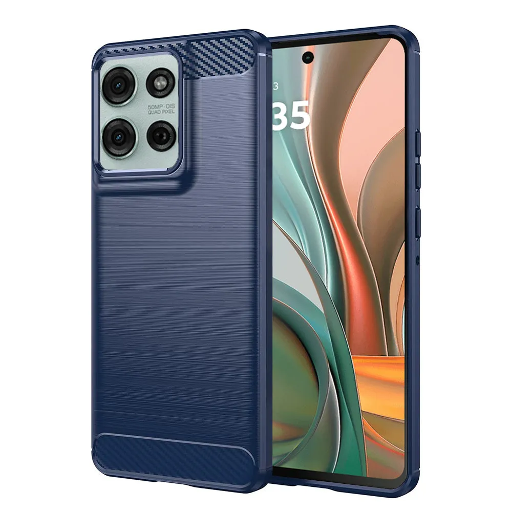 Custodia per Motorola Moto G75, Techsuit, Carbonio, Blu - immagine 1