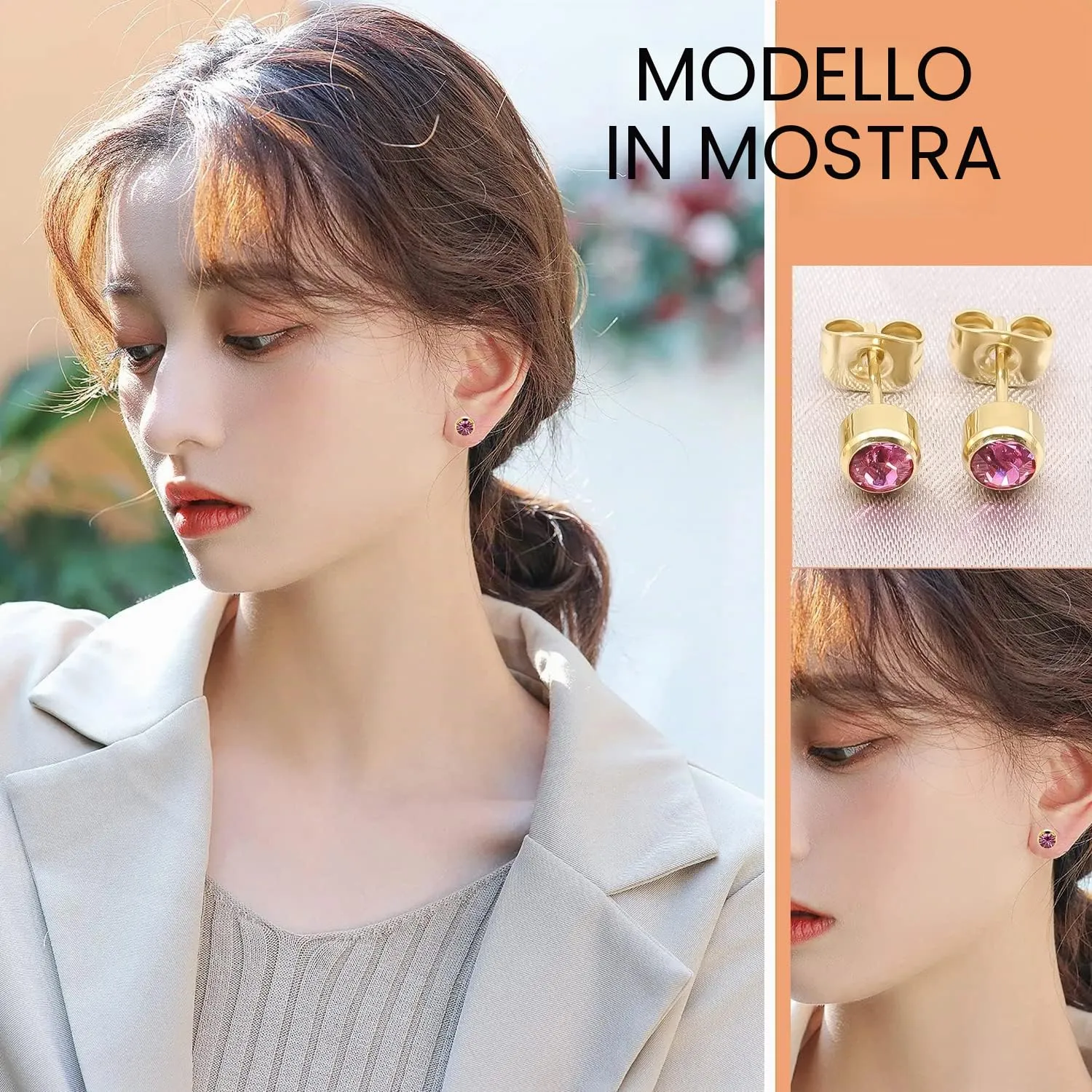 Artskin 3 paia di orecchini d'oro ipoallergenici in titanio 4mm - immagine 6