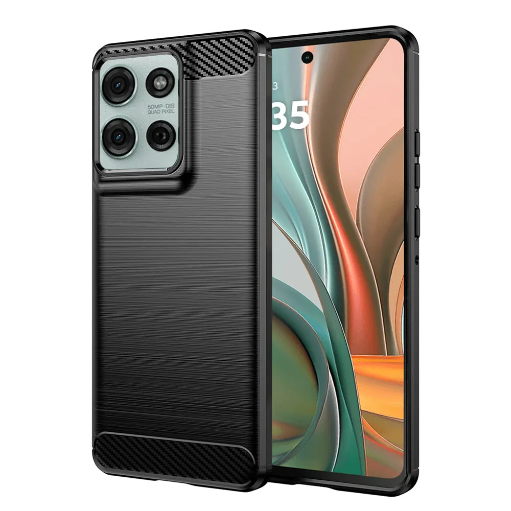 Custodia per Motorola Moto G75, Techsuit, Carbonio, Nera - immagine 1