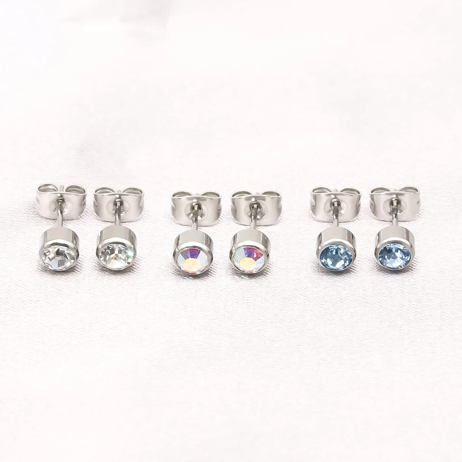 Artskin 3 paia di orecchini a perno da donna in titanio da ragazza orecchini in argento ipoallergenici senza nichel 5 mm a perno - immagine 3