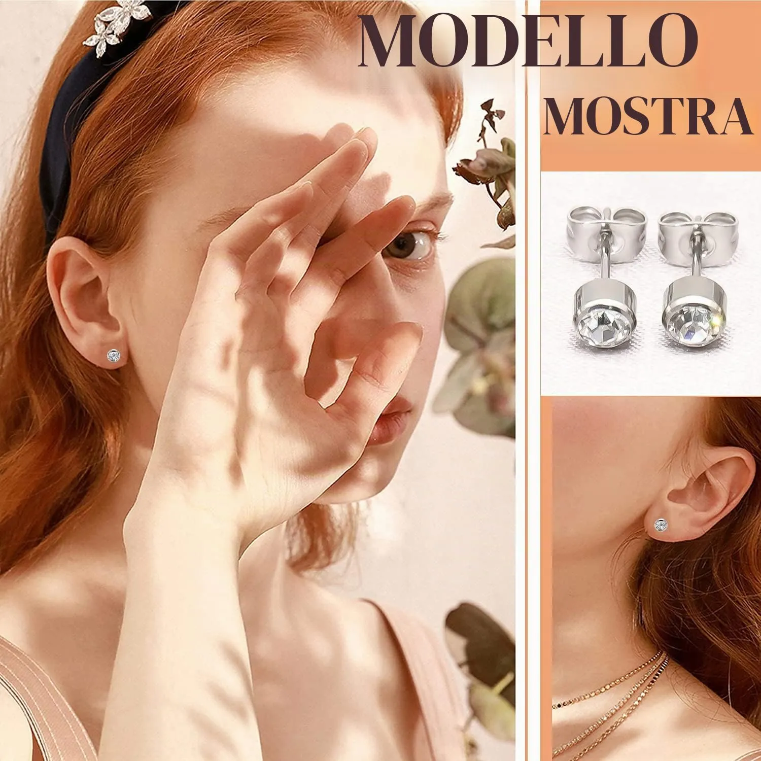 Artskin 3 paia di orecchini a perno da donna in titanio da ragazza orecchini in argento ipoallergenici senza nichel 5 mm a perno - immagine 4