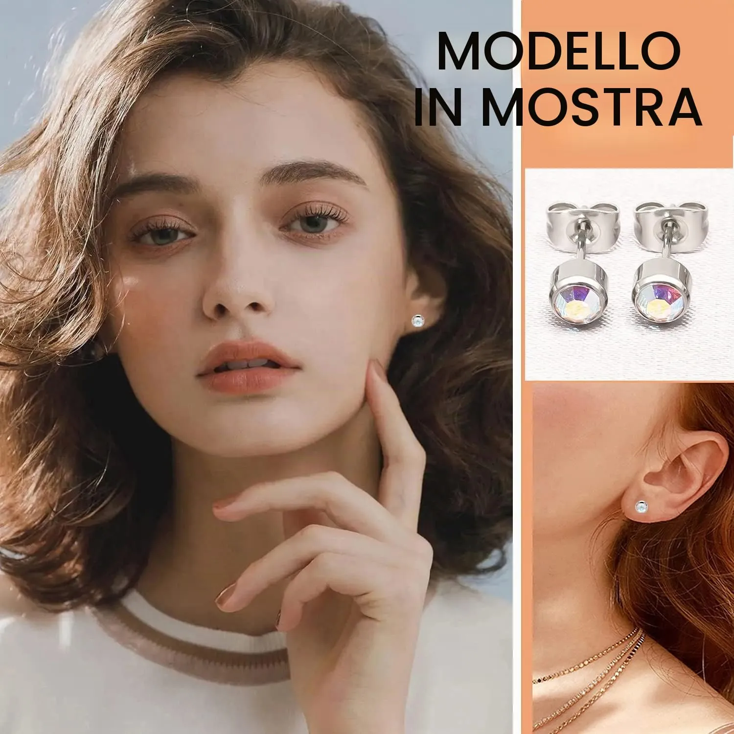 Artskin 3 paia di orecchini a perno da donna in titanio da ragazza orecchini in argento ipoallergenici senza nichel 5 mm a perno - immagine 6