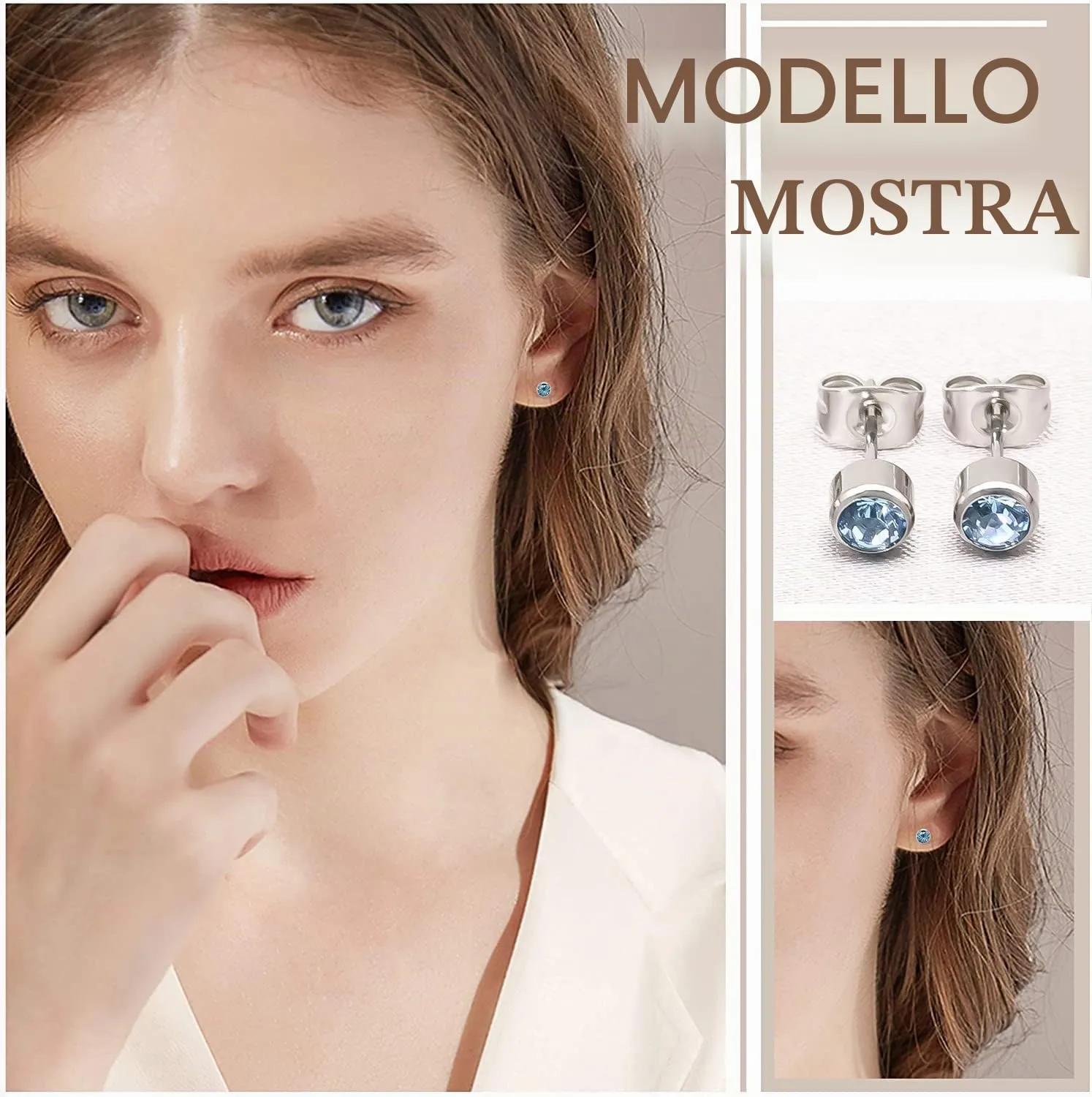 Artskin 3 paia di orecchini in titanio da donna per orecchie sensibili ipoallergenici senza nichel da ragazza in argento 4 mm orecchini a perno - immagine 5